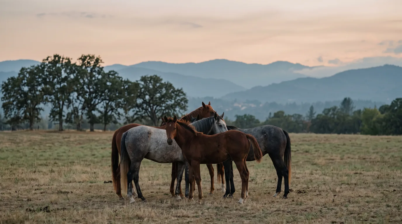 Chevaux en liberté, Centre équestre de la Grande Vallée, Ardèche